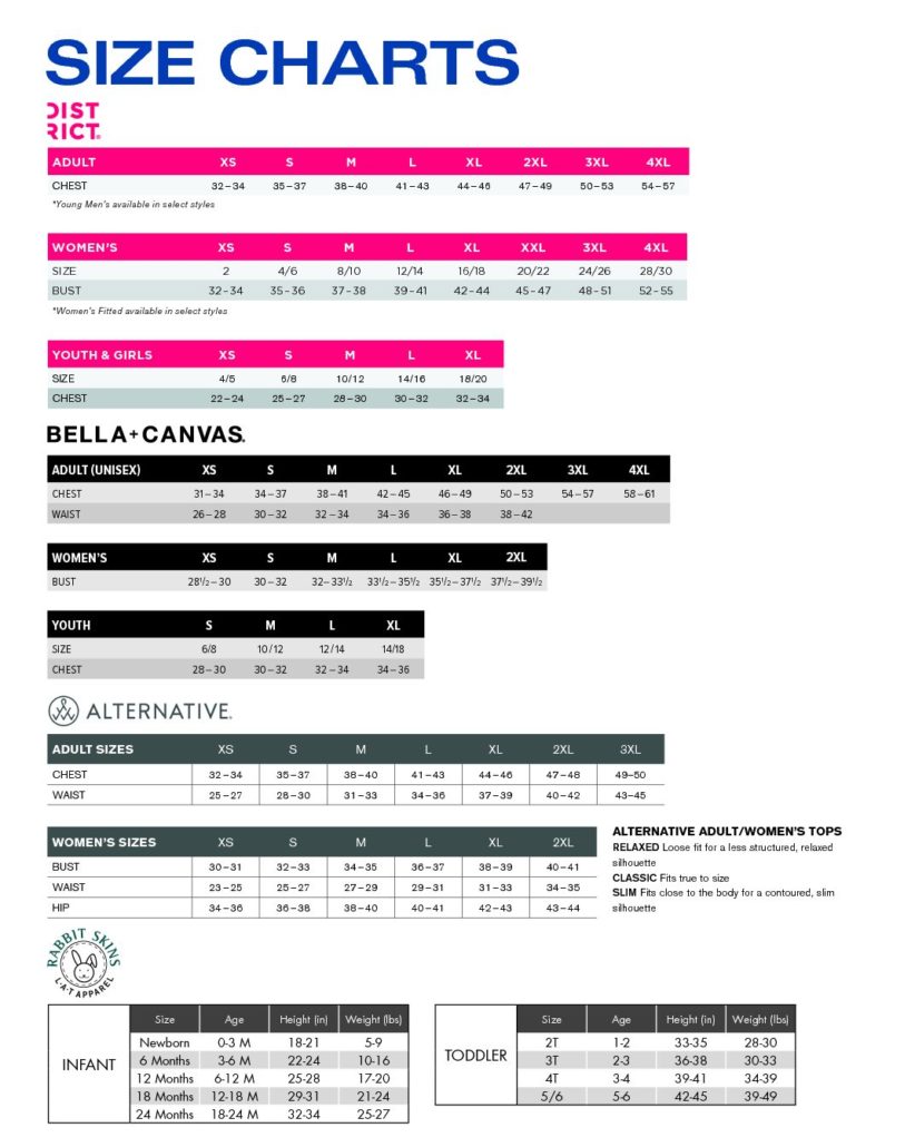 Size Charts – Highbar Brands